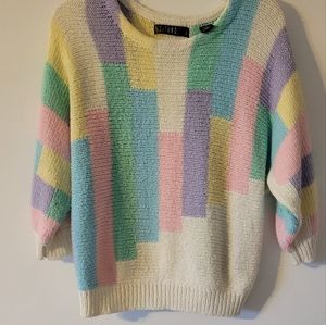 Gitano vintage 80's pastel colorful sweater. Size M.
